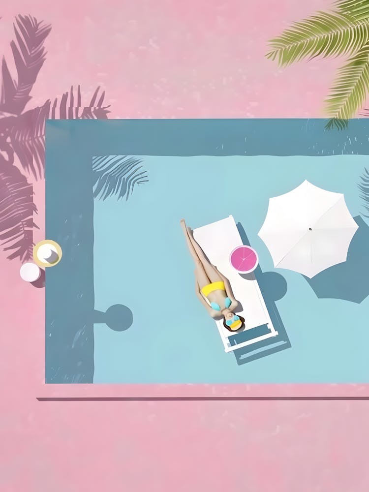 Woman Relaxing In A Pool