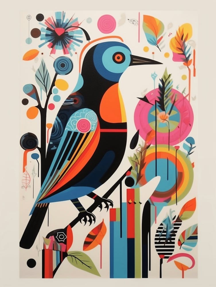 Colourful Scandi Bird Baldpate 2
