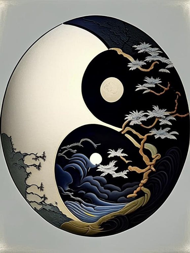 Yin and Yang Symbol 2, Japanese Ukiyo E Style