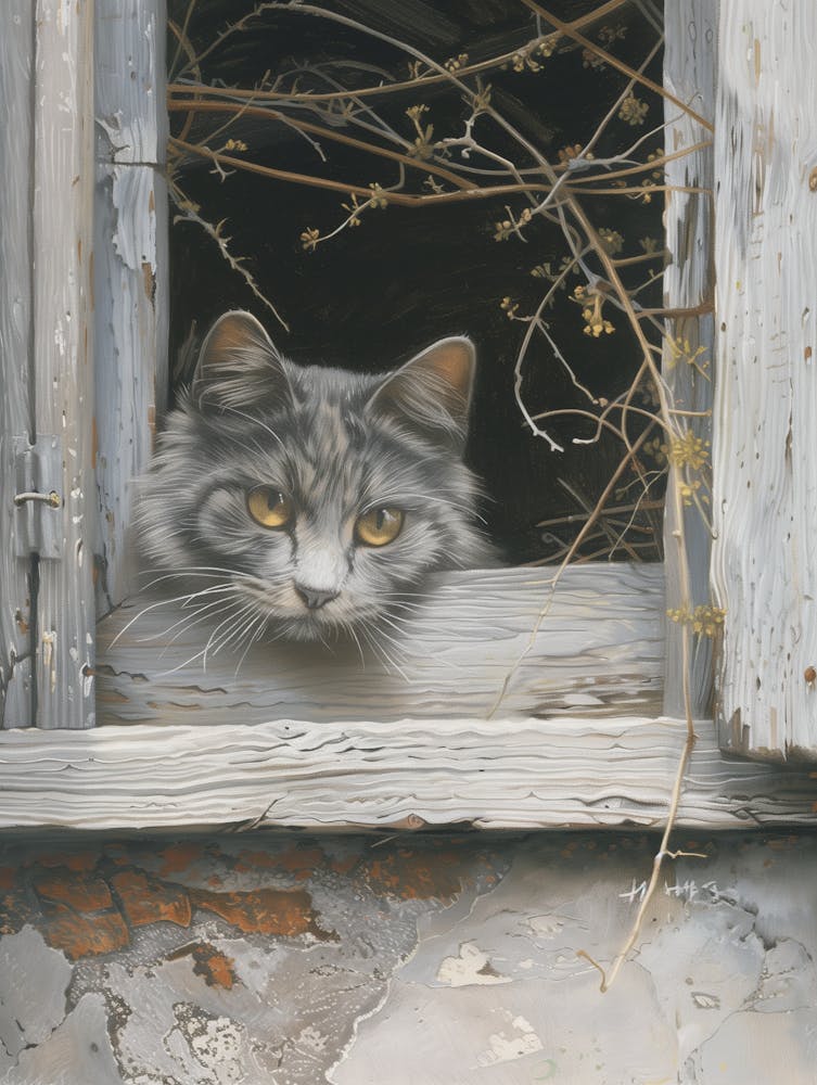 Cat Looking Out Of A Window 1