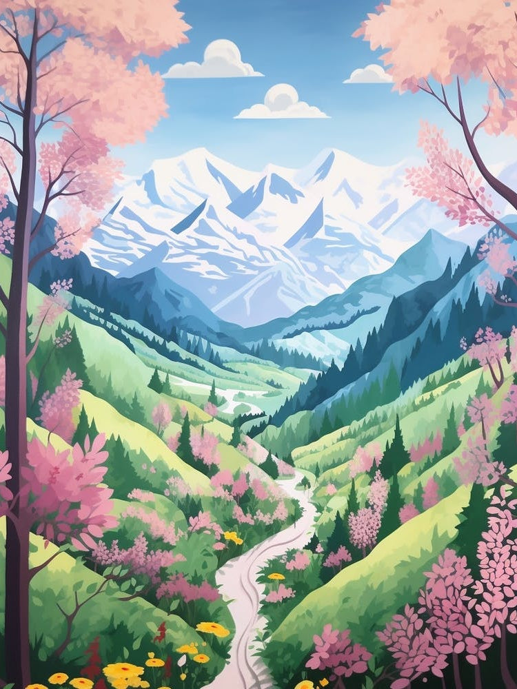 Tour De Mont Blanc France 3 Hike Illustration