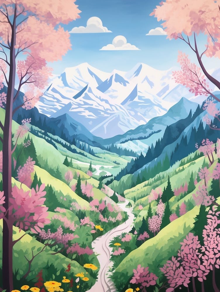 Tour De Mont Blanc France 3 Hike Illustration