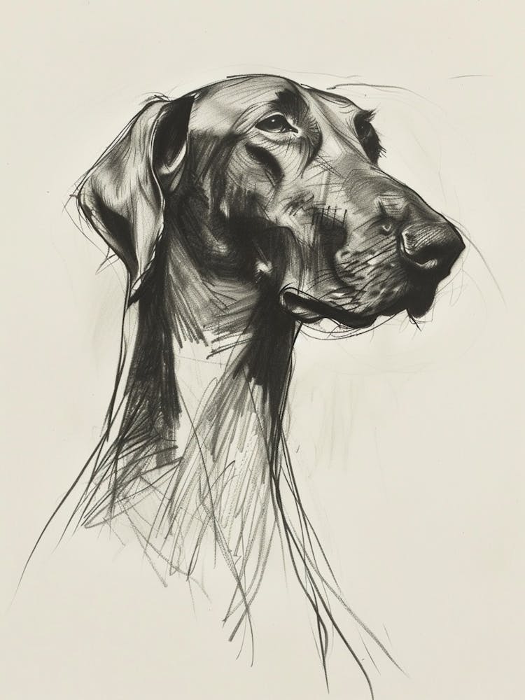 Spaniel Doberman Dog Charcoal Line 3
