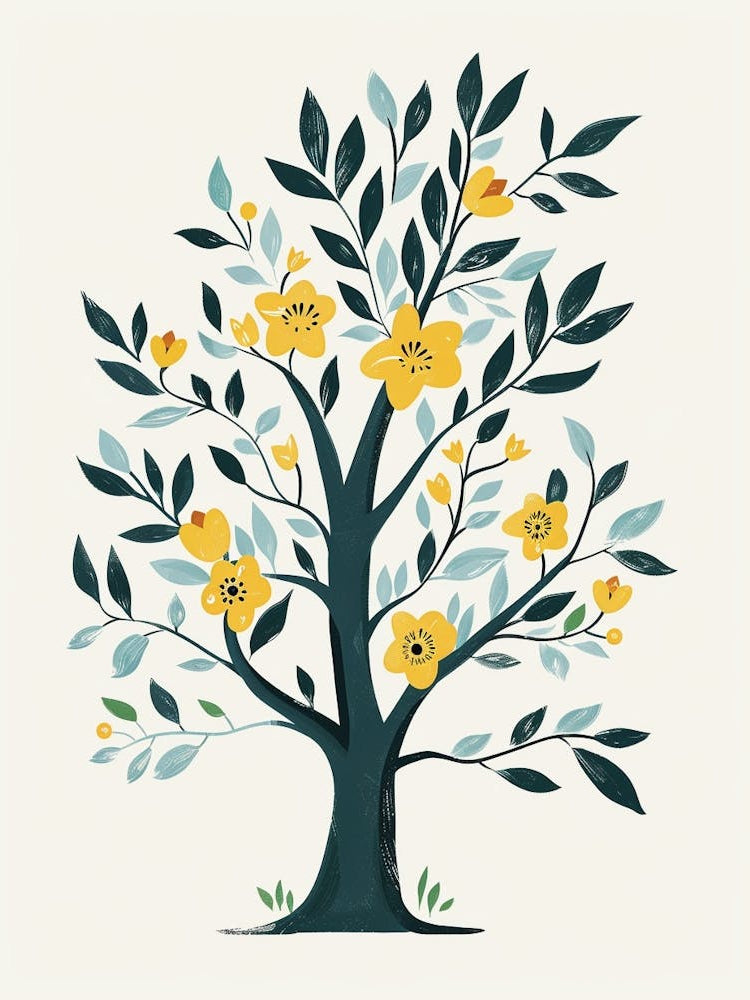 Pecan Tree Flat Illustration 6