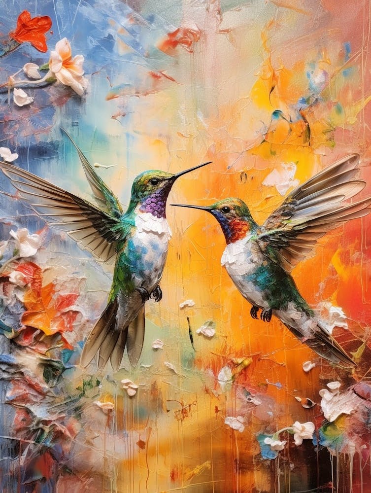 Hummingbirds Abstract Expressionism 4
