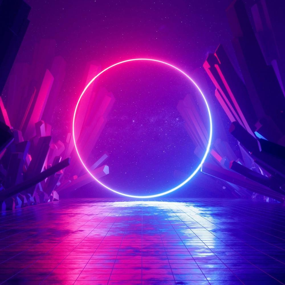 Crystals surrounding colorful ball shape