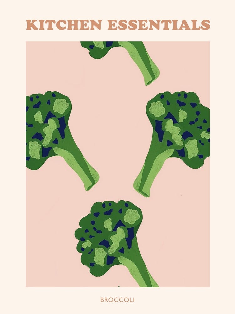 Broccoli Pink & Green Pattern 1 Poster
