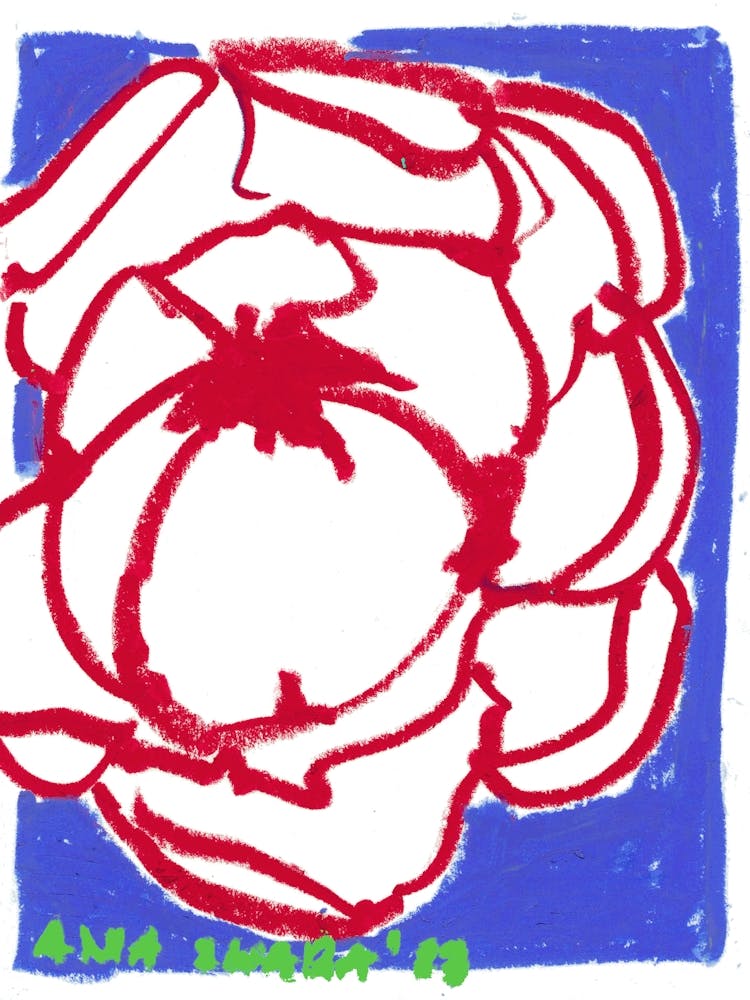 White flower on blue