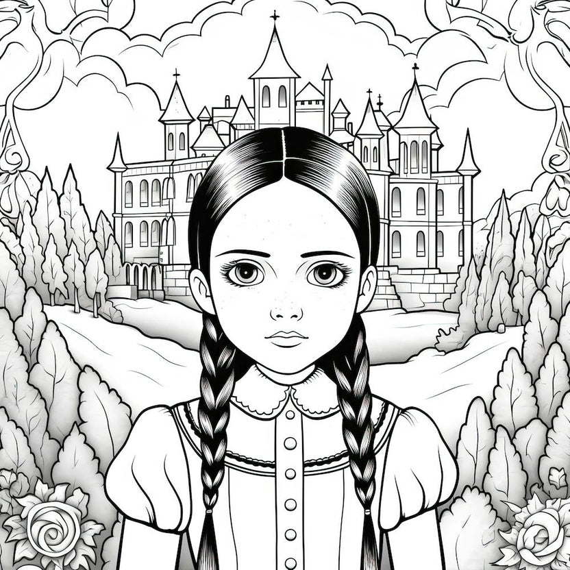 Wednesday Addams Line Art Illustration 1 Fan Art