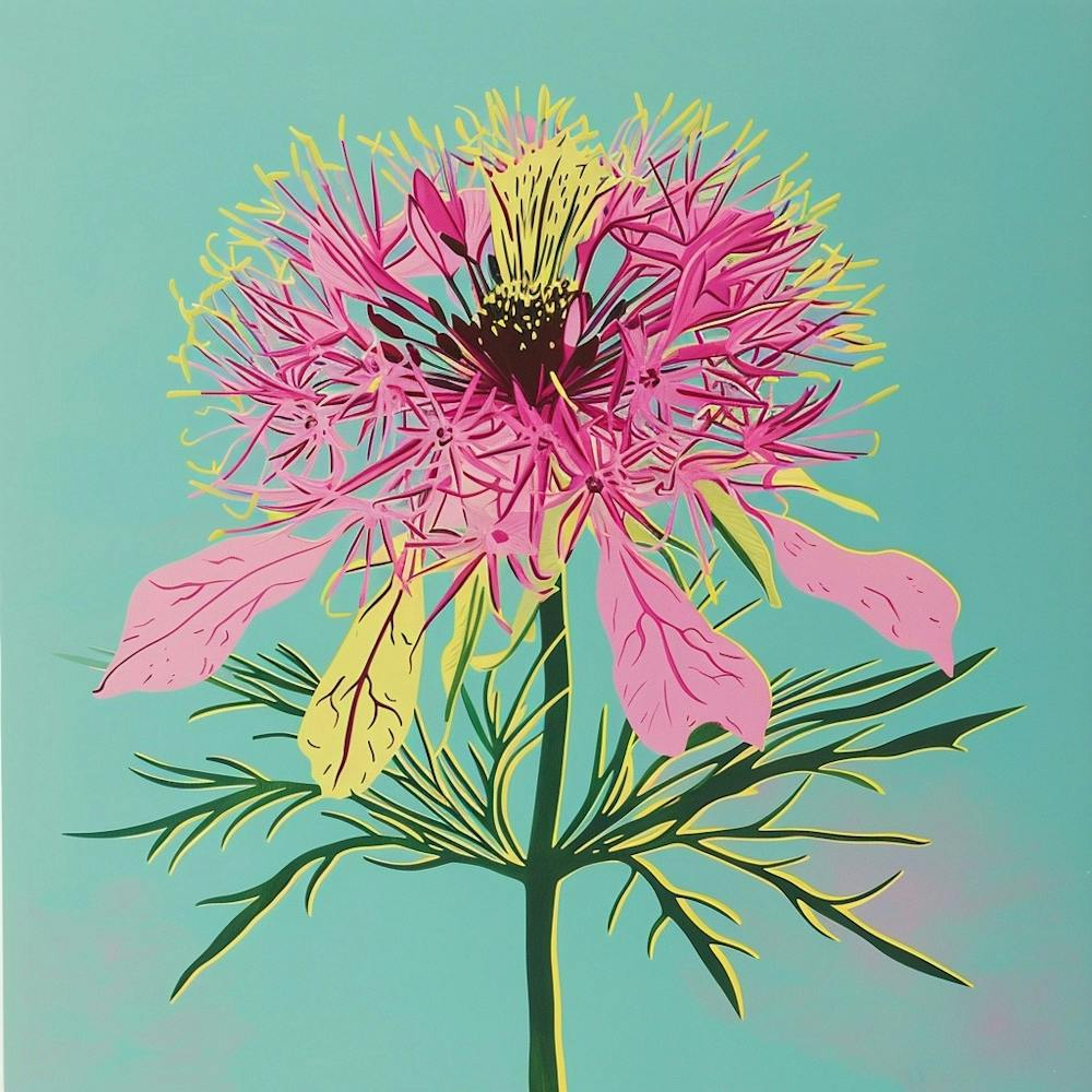 Love In A Mist 6 Square Flower Illustration