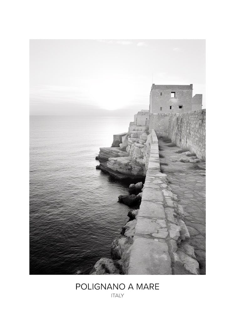 Poster Of Polignano A Mare, Italy, Black And White Photo 3