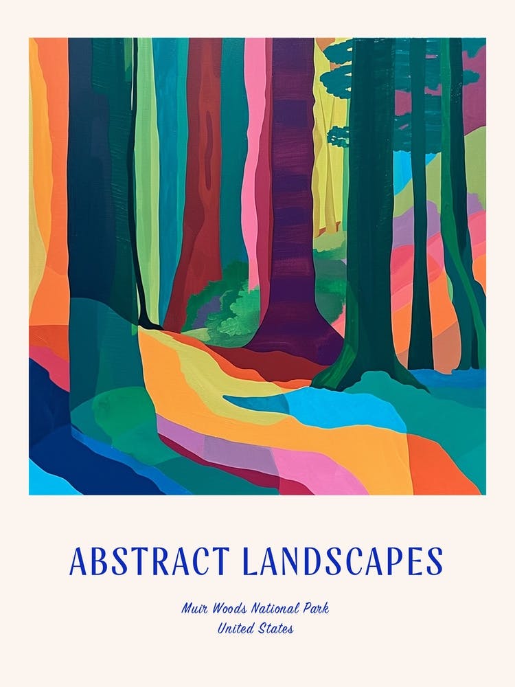 Colourful Abstract Muir Woods National Park Usa 1 Poster Blue