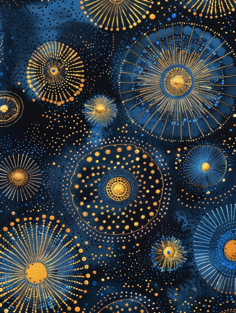 Blue And Gold Starbursts