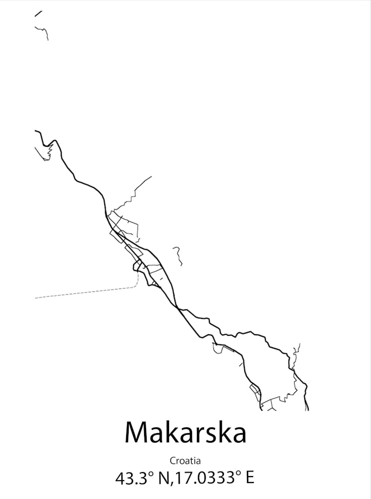 Makarska,Croatia Minimalist Map