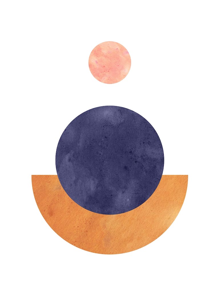 Abstract geometric shapes, terracotta and navy