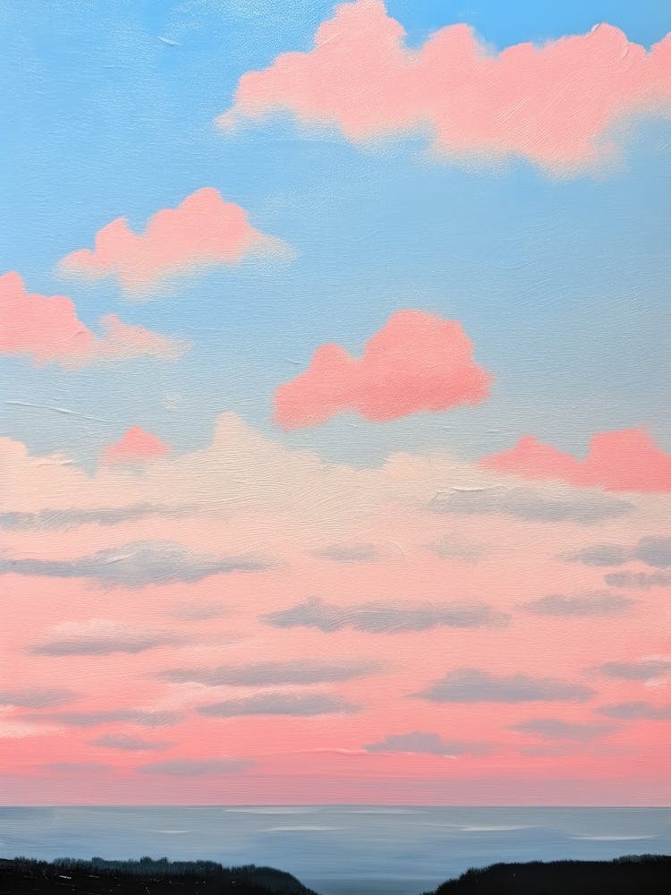 Tranquil Pink Sky At Dawn Retro