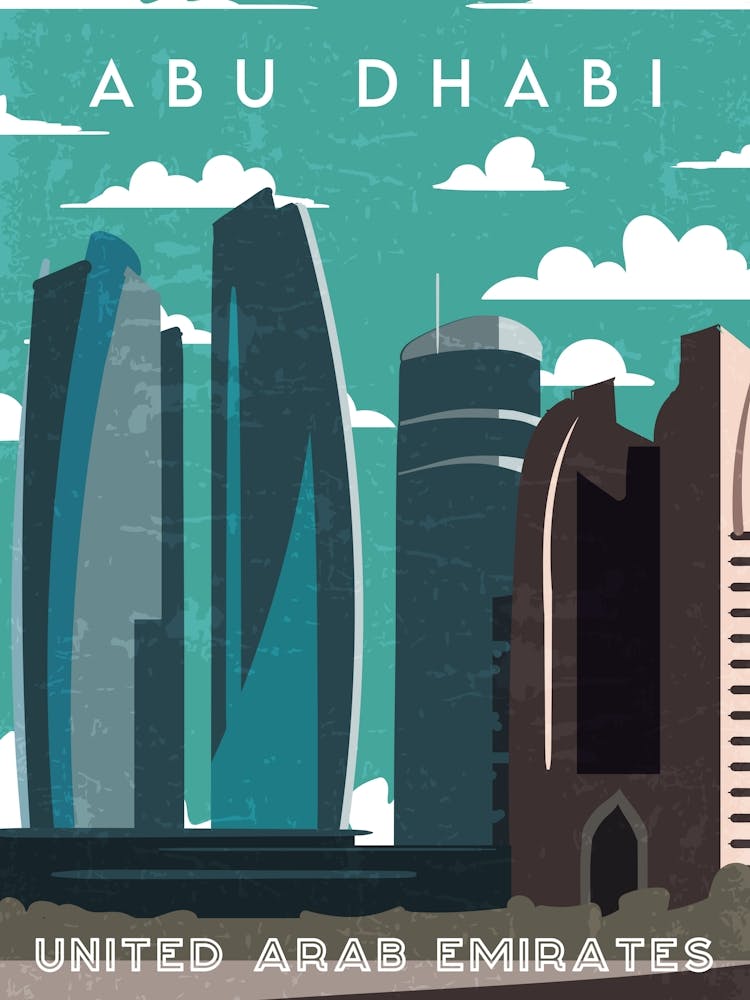 Abu Dhabi, UAE — Retro travel minimalist poster 1