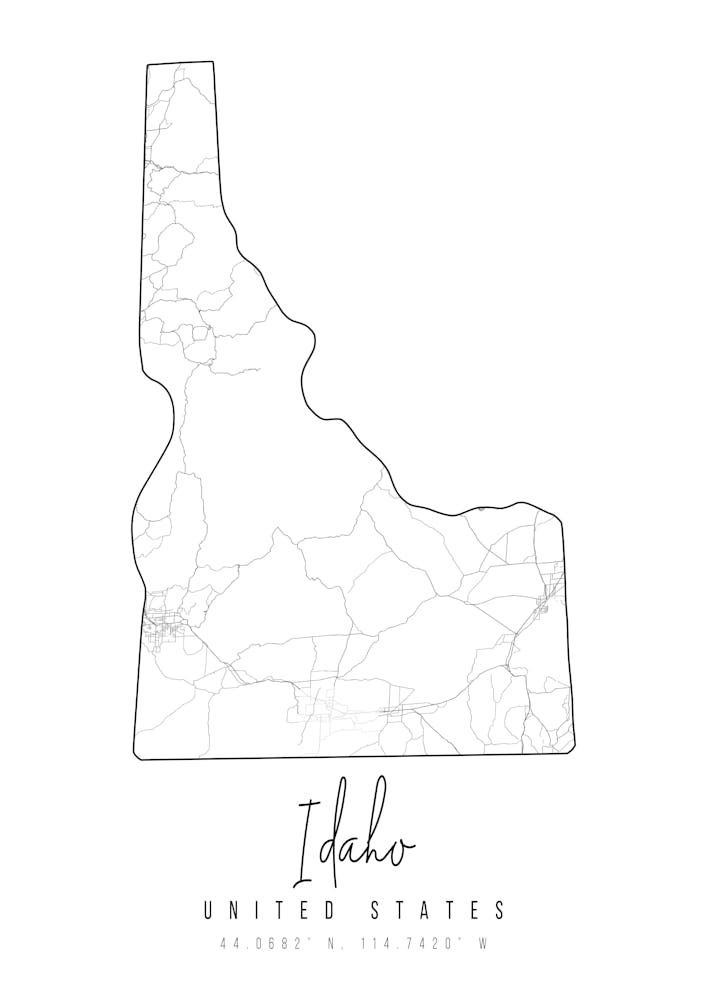 Idaho Minimal Street Map