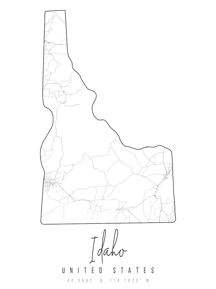 Idaho Minimal Street Map