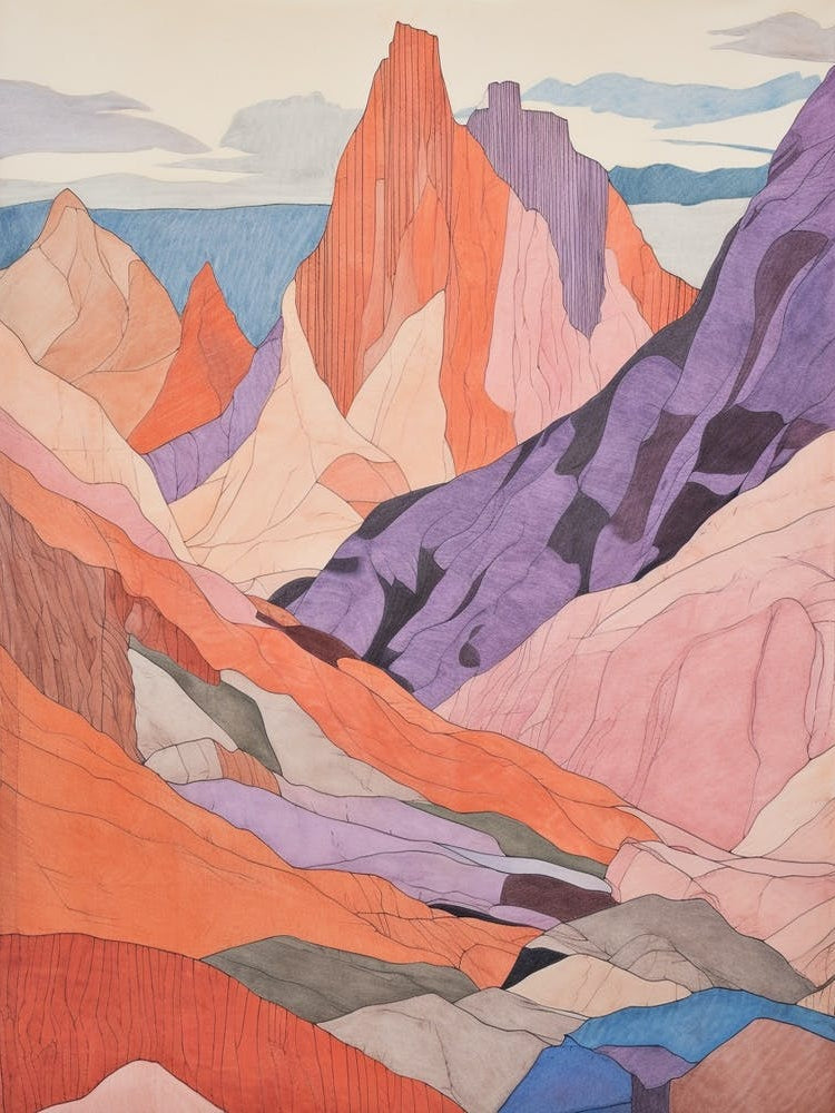 Cerro Merce Peru 3 Colourful Mountain Illustration
