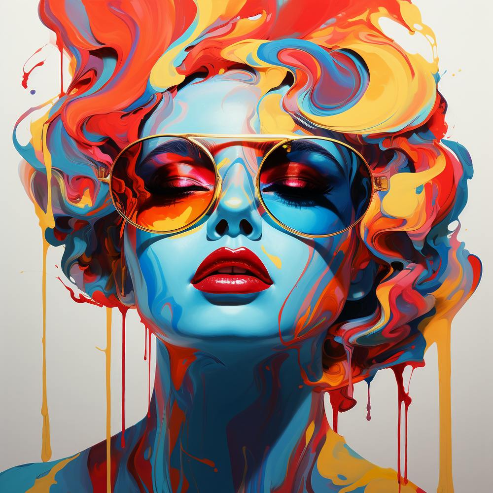 Femme Colorée En Lunettes De Soleil
