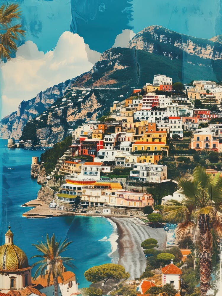 Amalfi Italy   Retro Collage Style 3