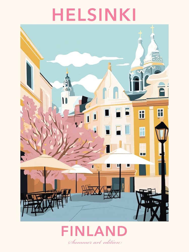 Helsinki, Finland, Flat Pastels Tones Illustration 3 Poster