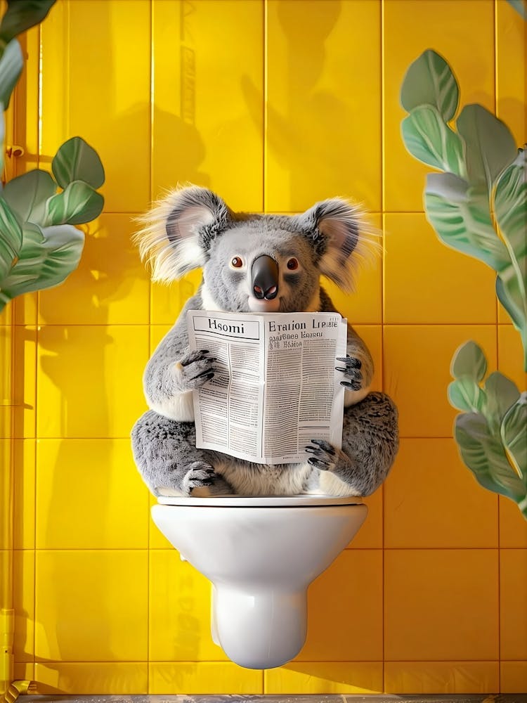 Koala Bathroom Wall, Maximalist Wall Art, Funny Bathroom Decor, Bathroom Cute Koala Poster, Dopamine Decor, Koala Lovers Gift