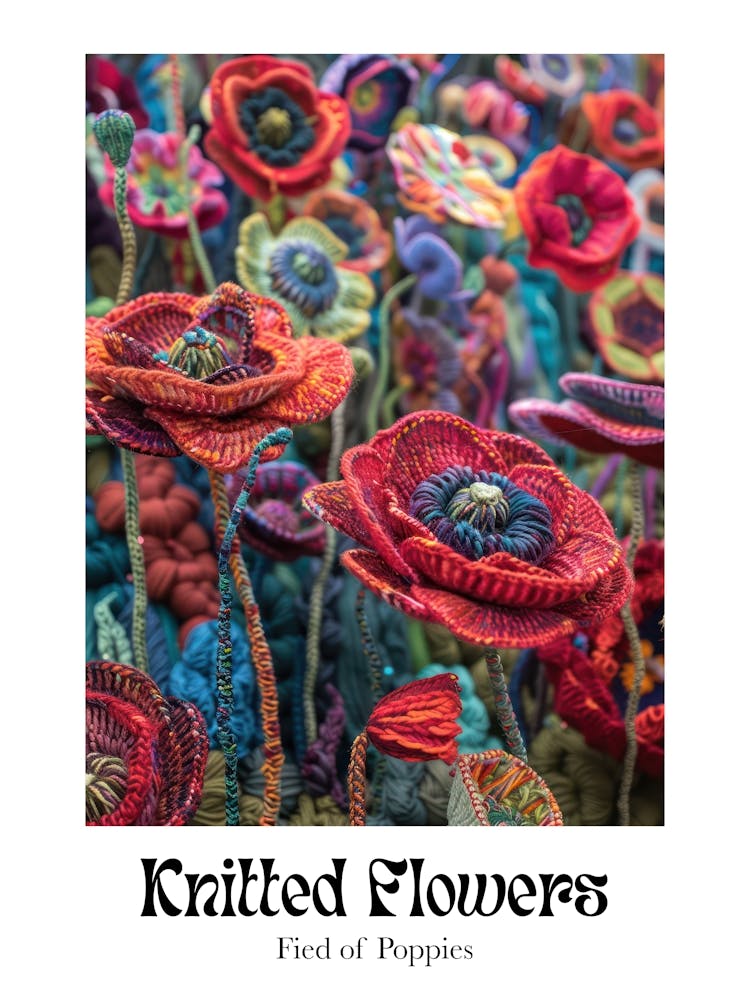 Knitted Flowers Fied Of Poppies 1