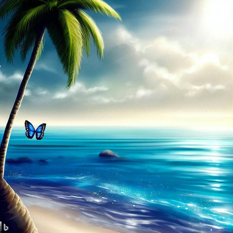 Blue Butterfly On The Beach