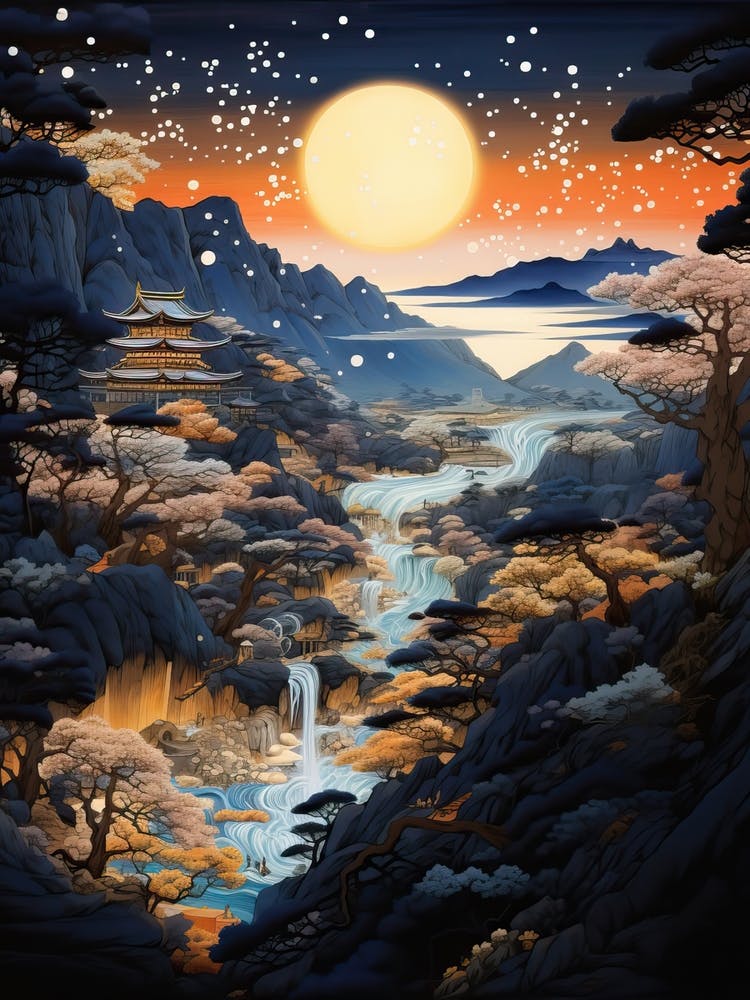 Koya San In Wakayama, Ukiyo E Drawing 1