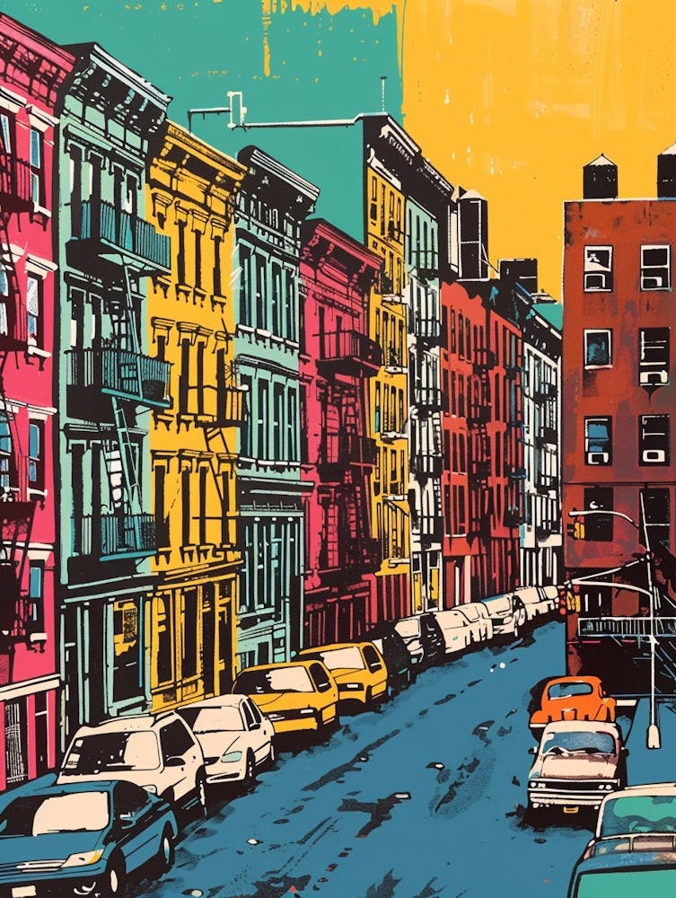 Lower East Side New York Colourful Silkscreen Illustration 2