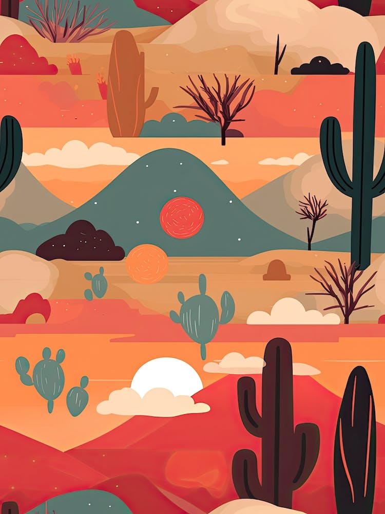 Colourful Retro Desert Sunset 1