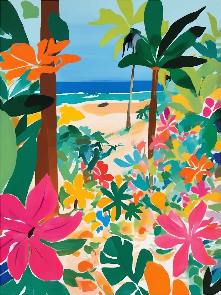 Tropical Paradise Colorful beach entry