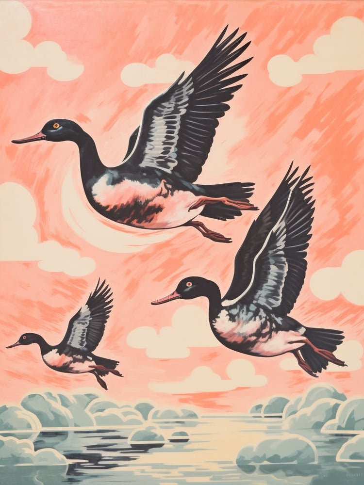 Vintage Japanese Inspired Bird Print Canvasback 1