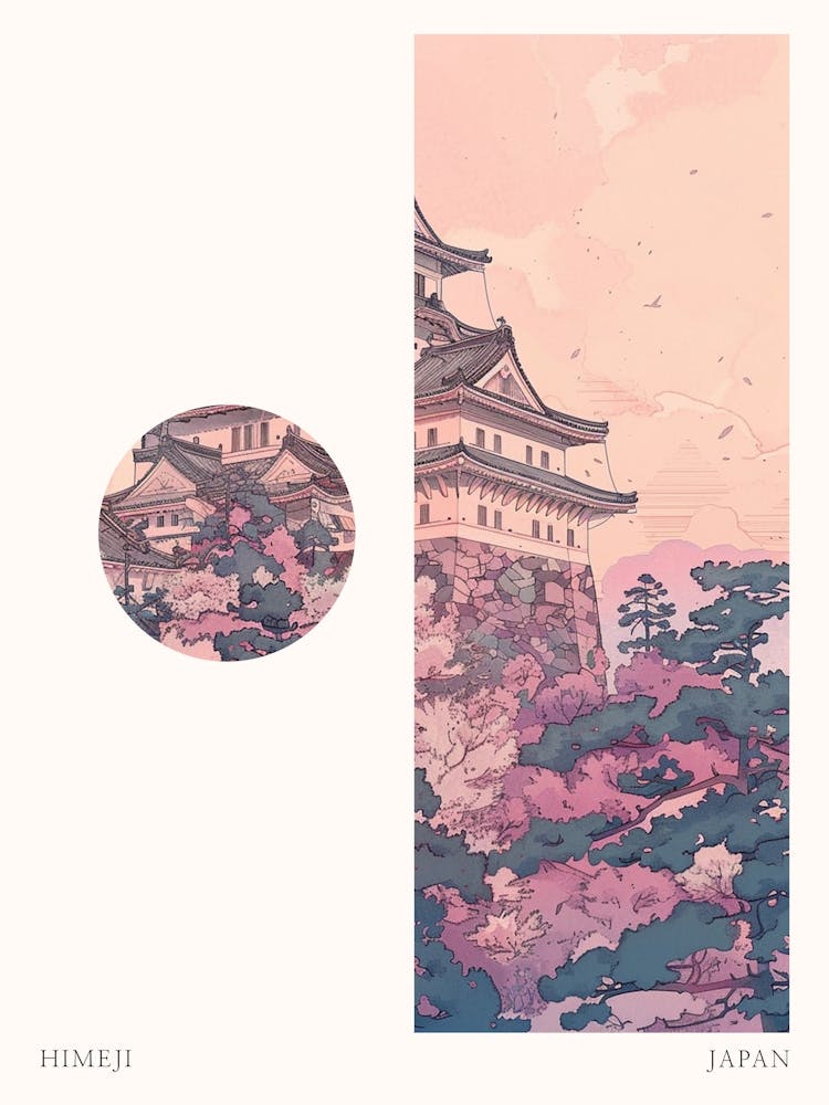 Himeji Japan 2 Cut Out Travel Poster