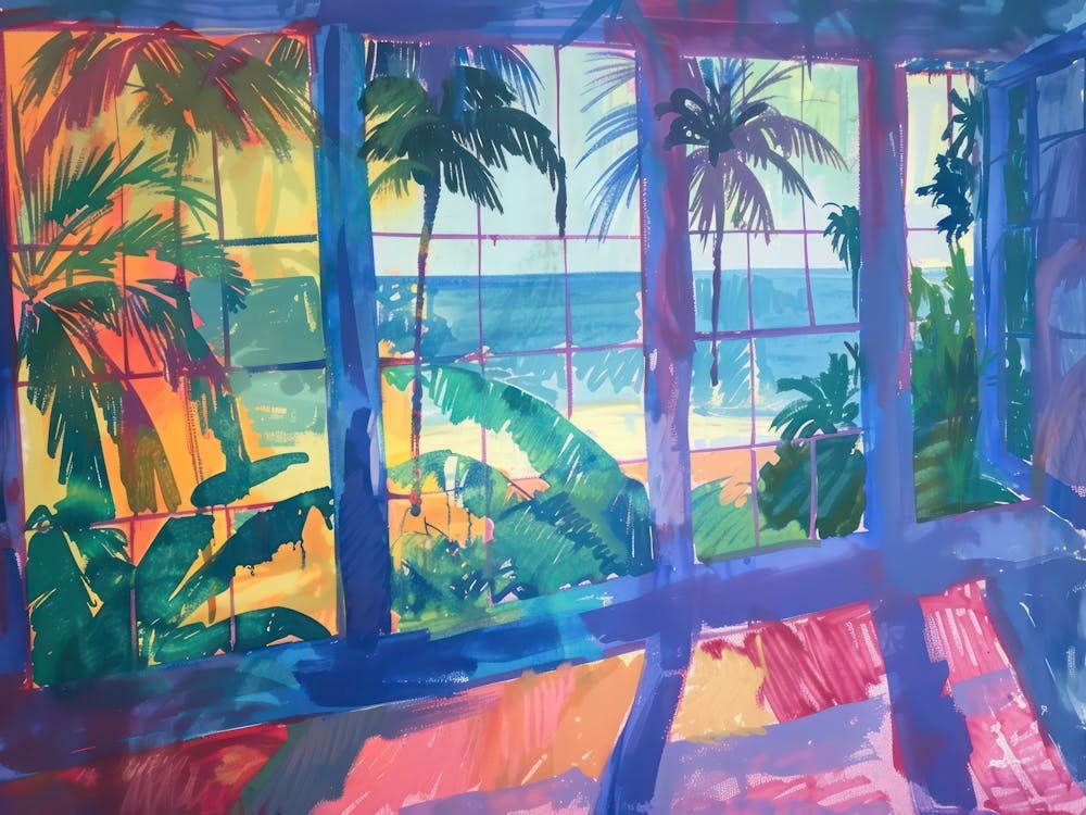 Honolulu From The Window View Painting 2