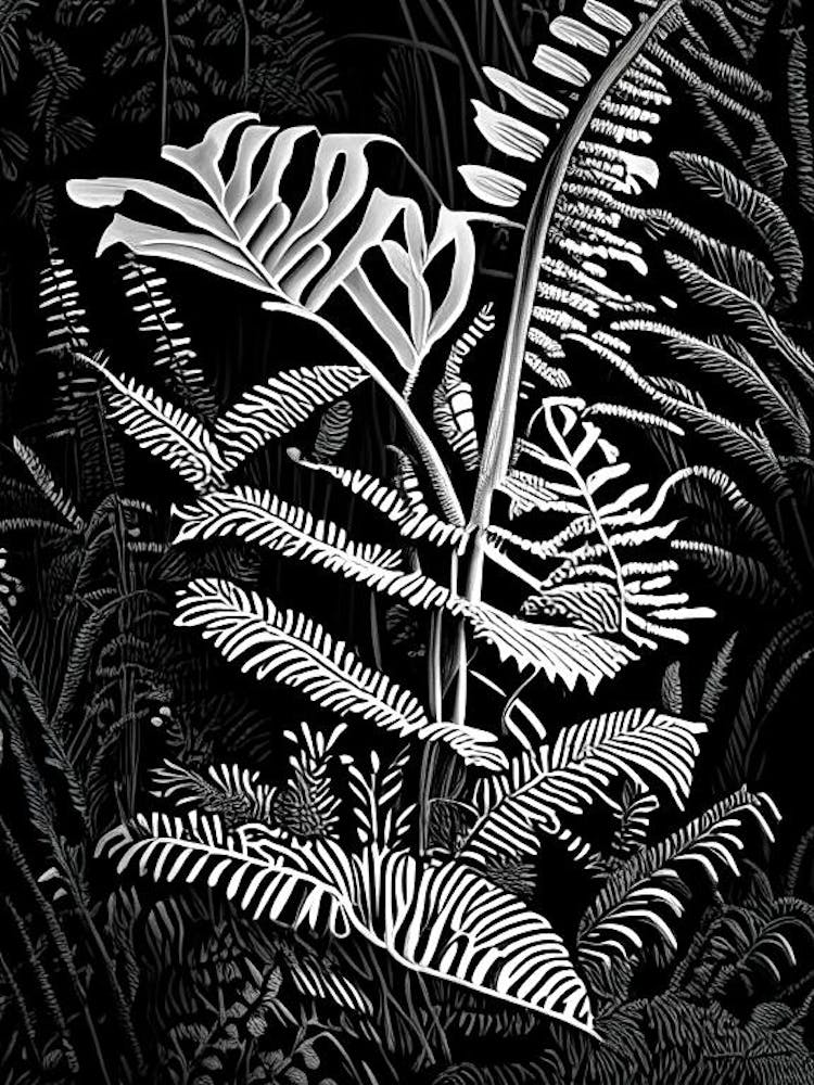 Marsh Fern Linocut