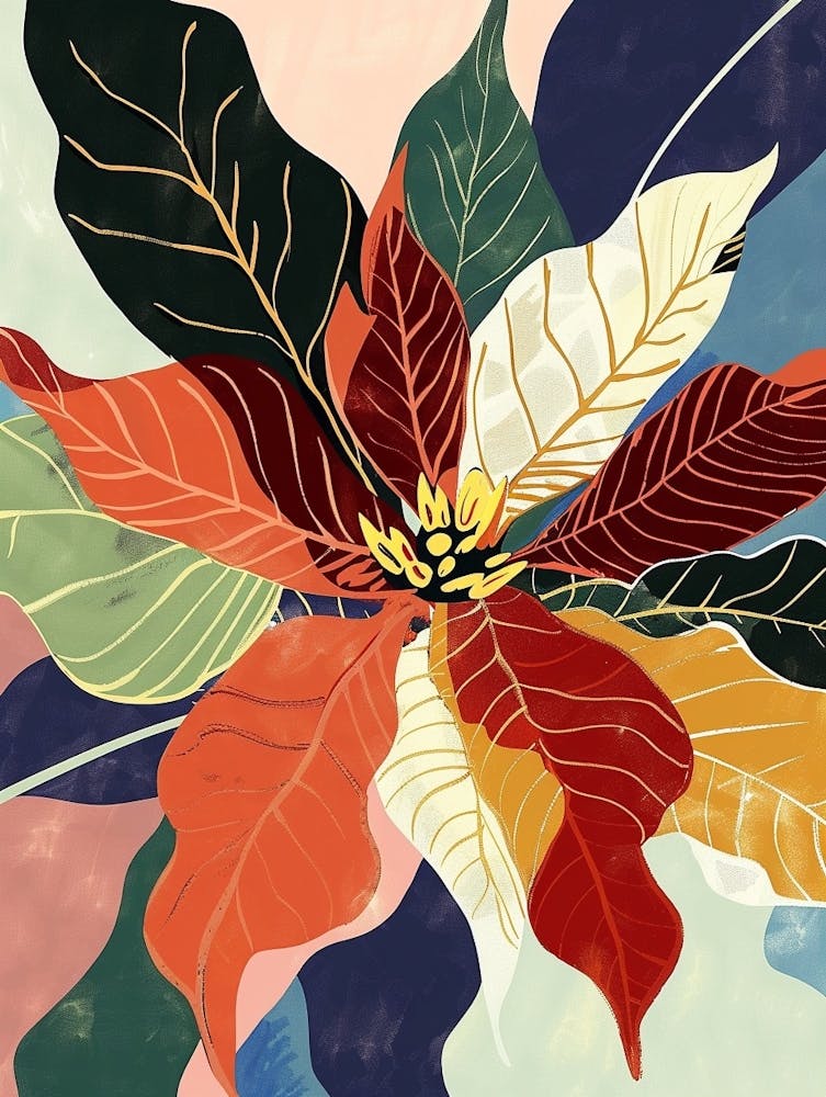Colourful Flower Illustration Poinsettia 1