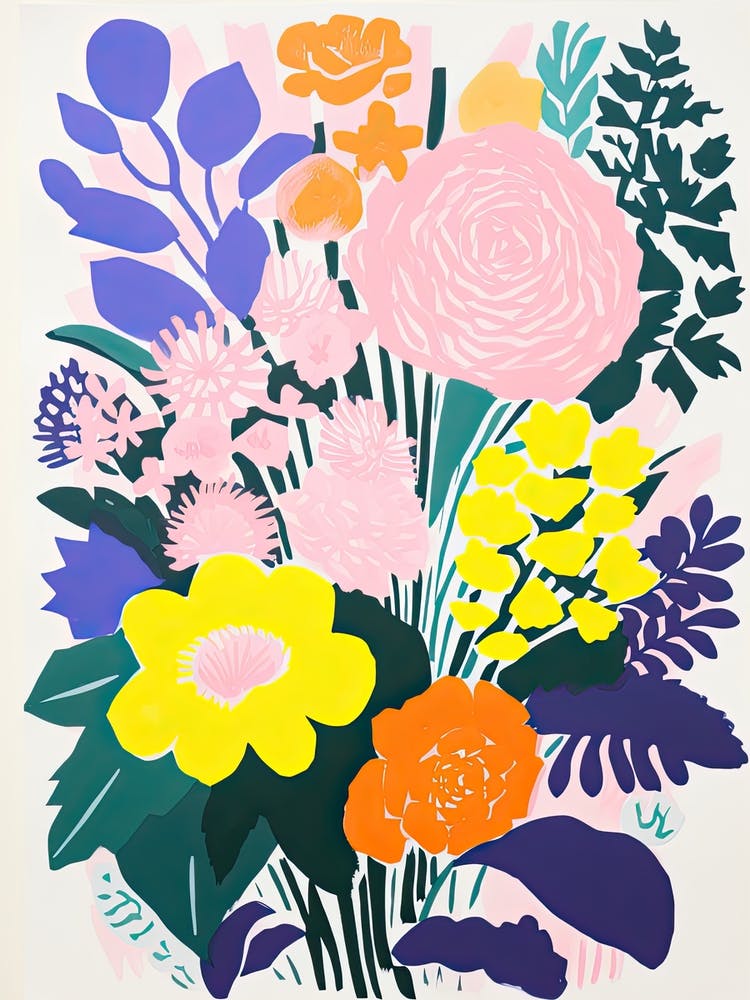 Colourful Flower Still Life Risograph Style 28