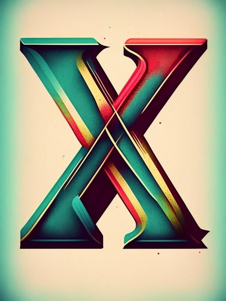 X, Letter, Alphabet Retro Drawing 7