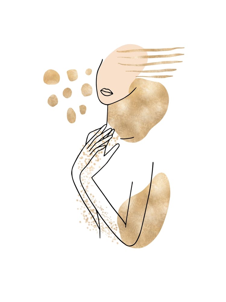 Minimal Line Art Gold Girl