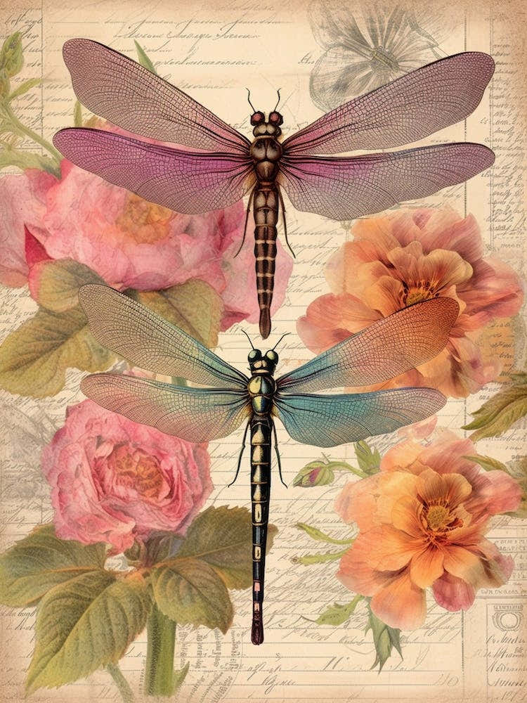 Dragonfly Vintage Pastel 1