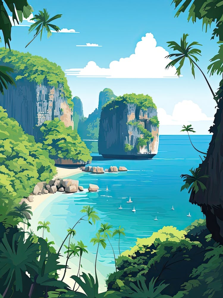 Phuket, Thailand, Flat Illustration 3