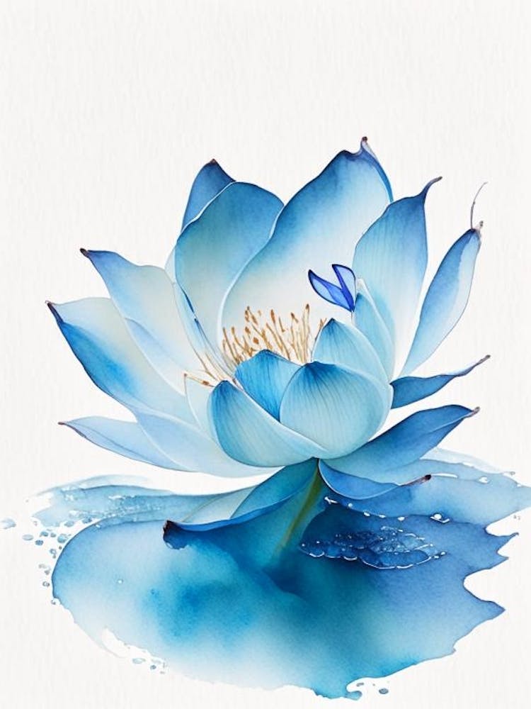 Blue Lotus Watercolour 6