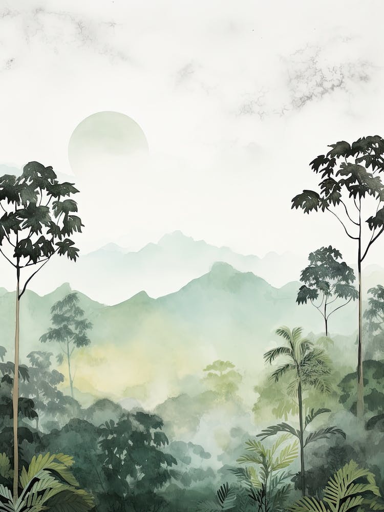 Watercolour Of Danum Valley Conservation Area   Borneo Malaysia 1