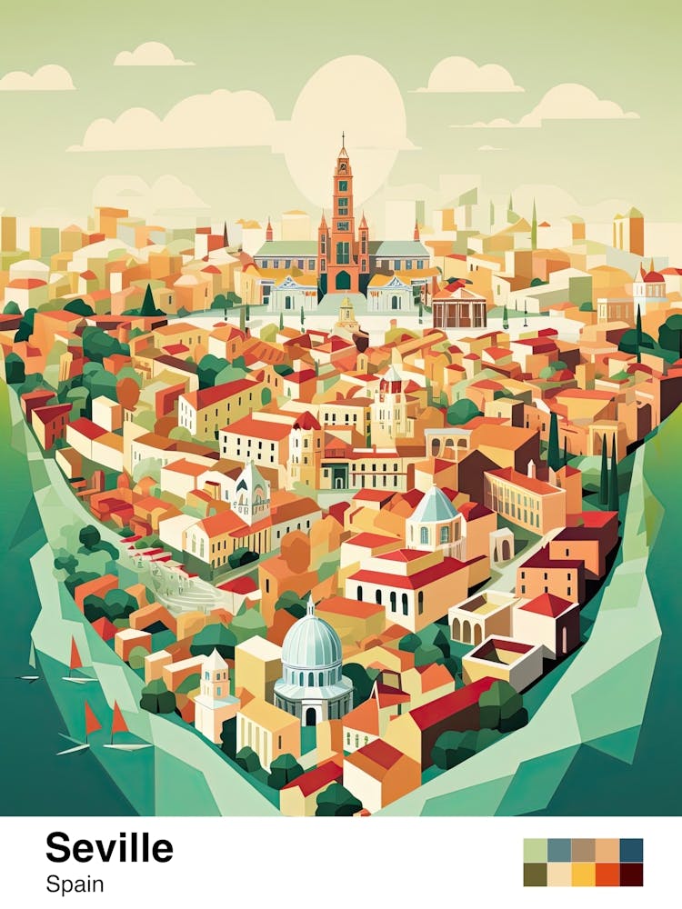Seville, Spain, Geometric Illustration 4 Poster