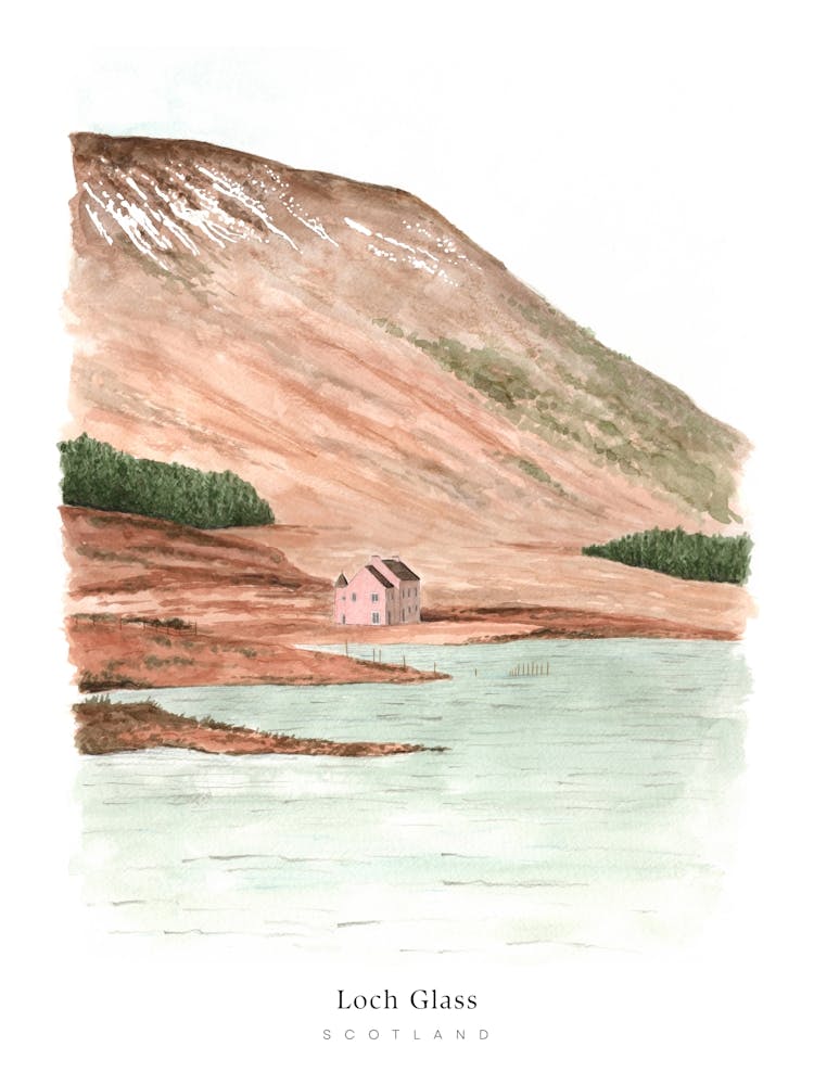 Loch Glass Pink House Scotland