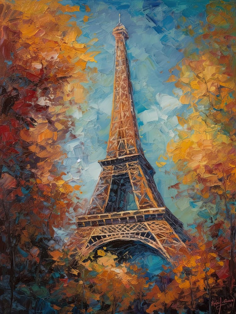Eiffel Tower Paris France Vincent Van Gogh Style 20