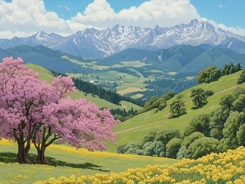 Cherry Blossoms In The Mountains